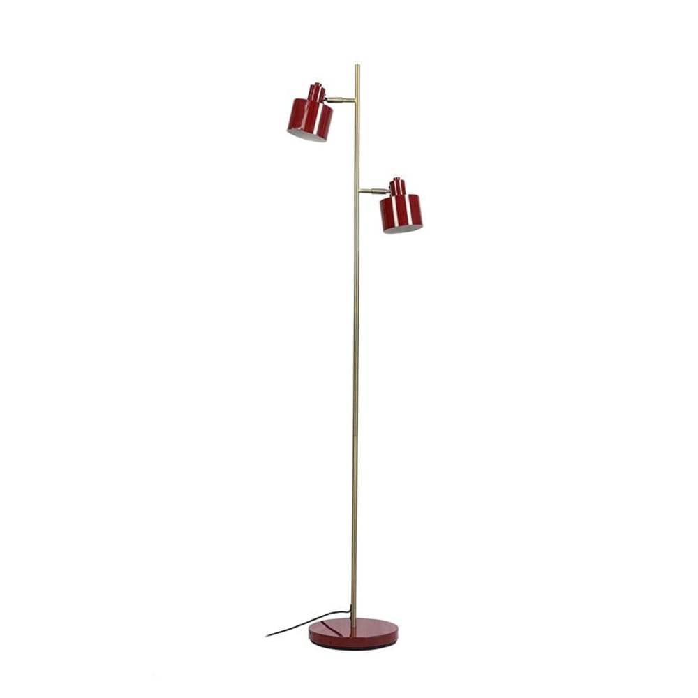Stehleuchte aus Metall Messing h160 cm d42,5cm, Dunkelrot -