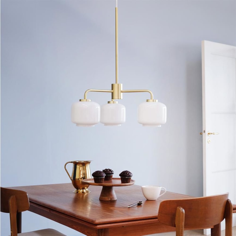 Dyberg Larsen Pendelleuchte aus Glas und Metall h55 cm d54 cm style modern Gold Glas
