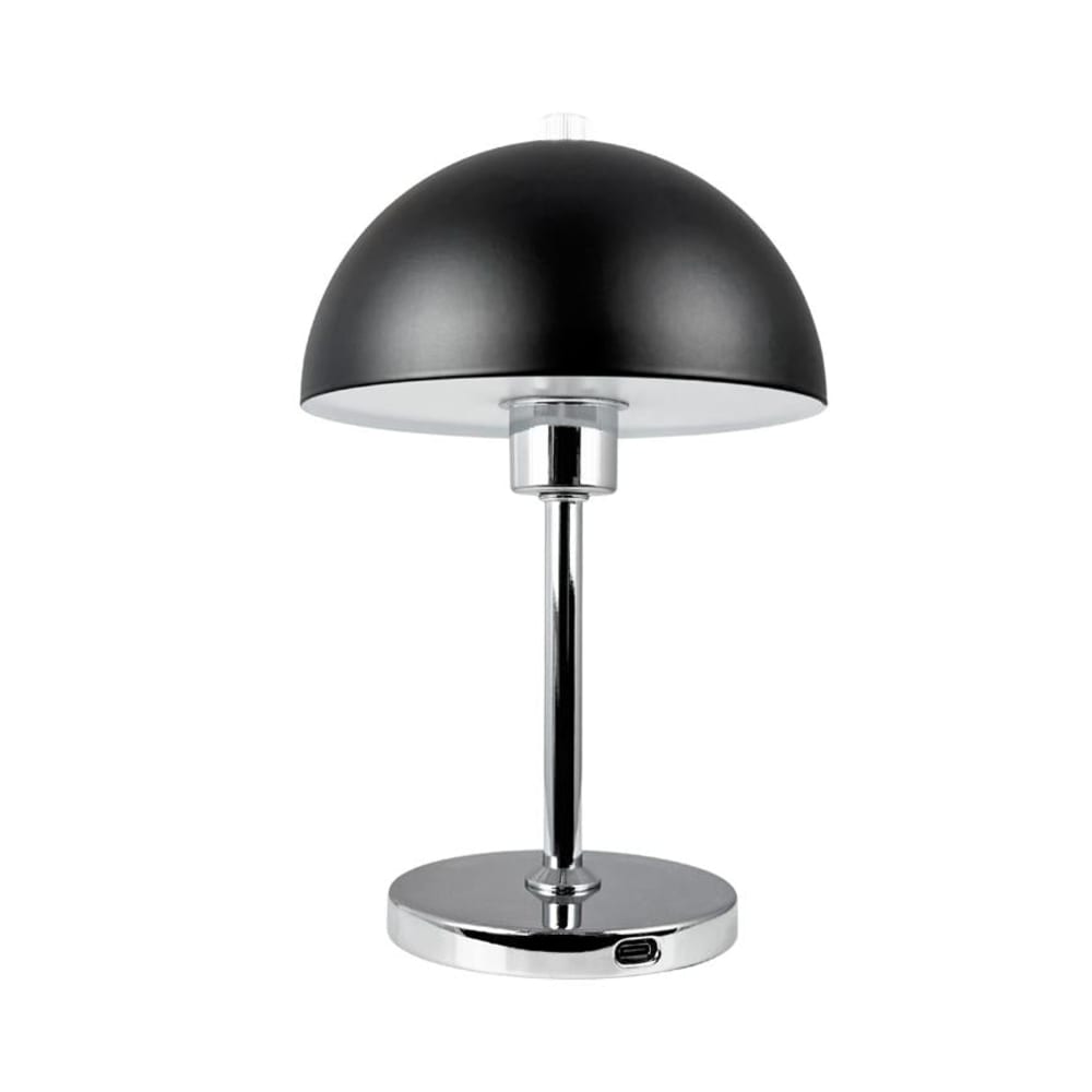 Lampe à poser en métal noir/chrome rechargeable — vue 3