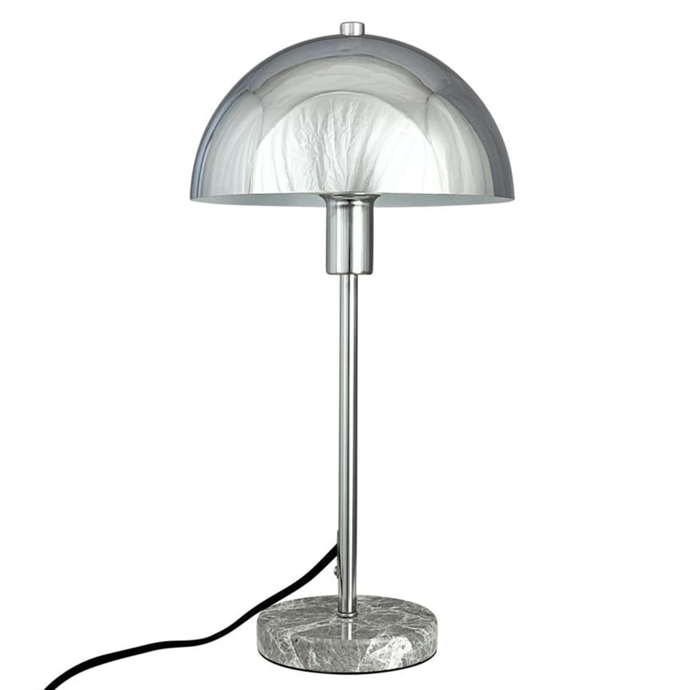 Dyberg Larsen Tischlampe aus Metall und Marmor h40,5 cm d21cm, Chrom style modern Silber Metall