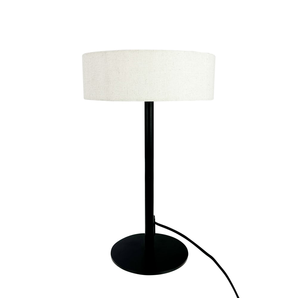 Lampe à poser en métal et tissu Noir/Blanc