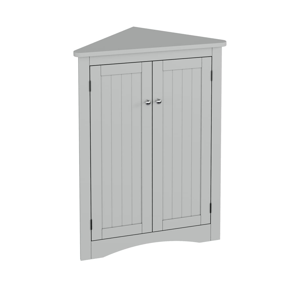 Urban Meuble Eckschrank mit Glastüren und LED-Beleuchtung, Grau Grau Spanplatte