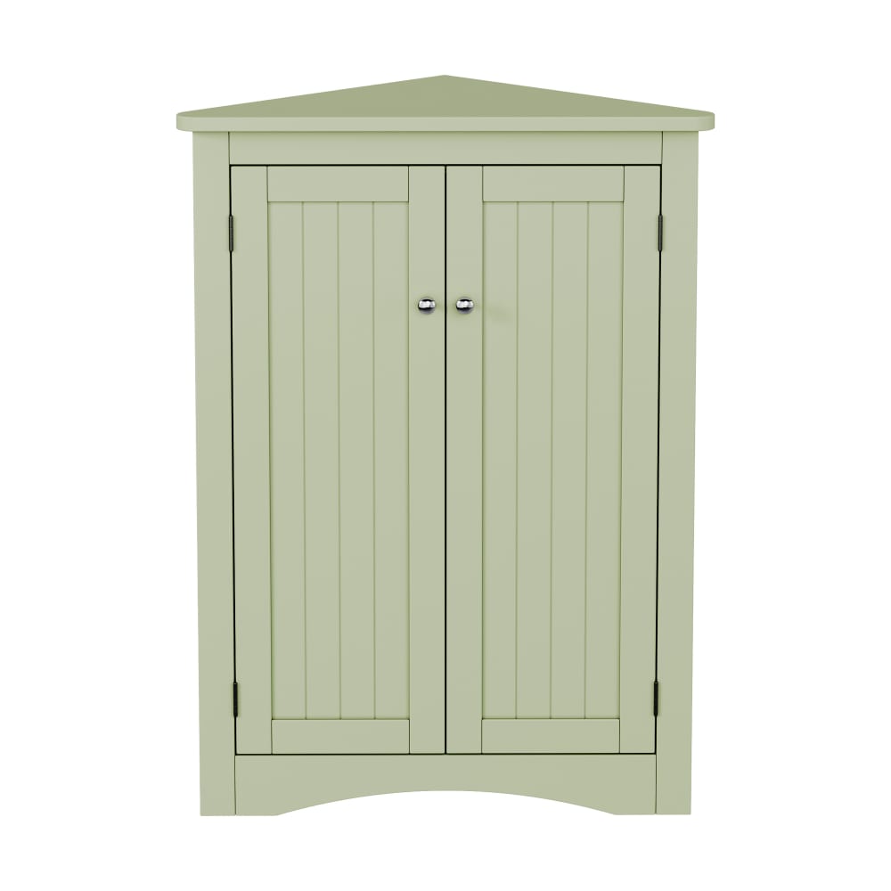 Armoire d’angle verte avec 2 portes et étagères