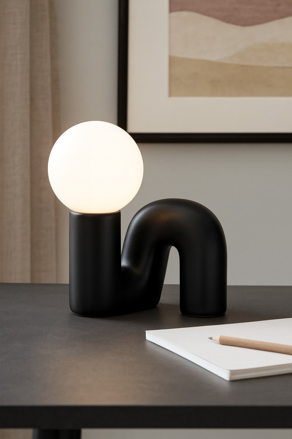 Lampe design en céramique noir — vue 3