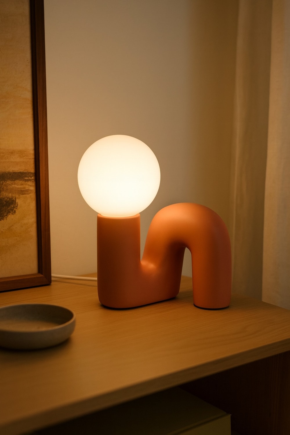 Lampe design en céramique doréange — vue 3