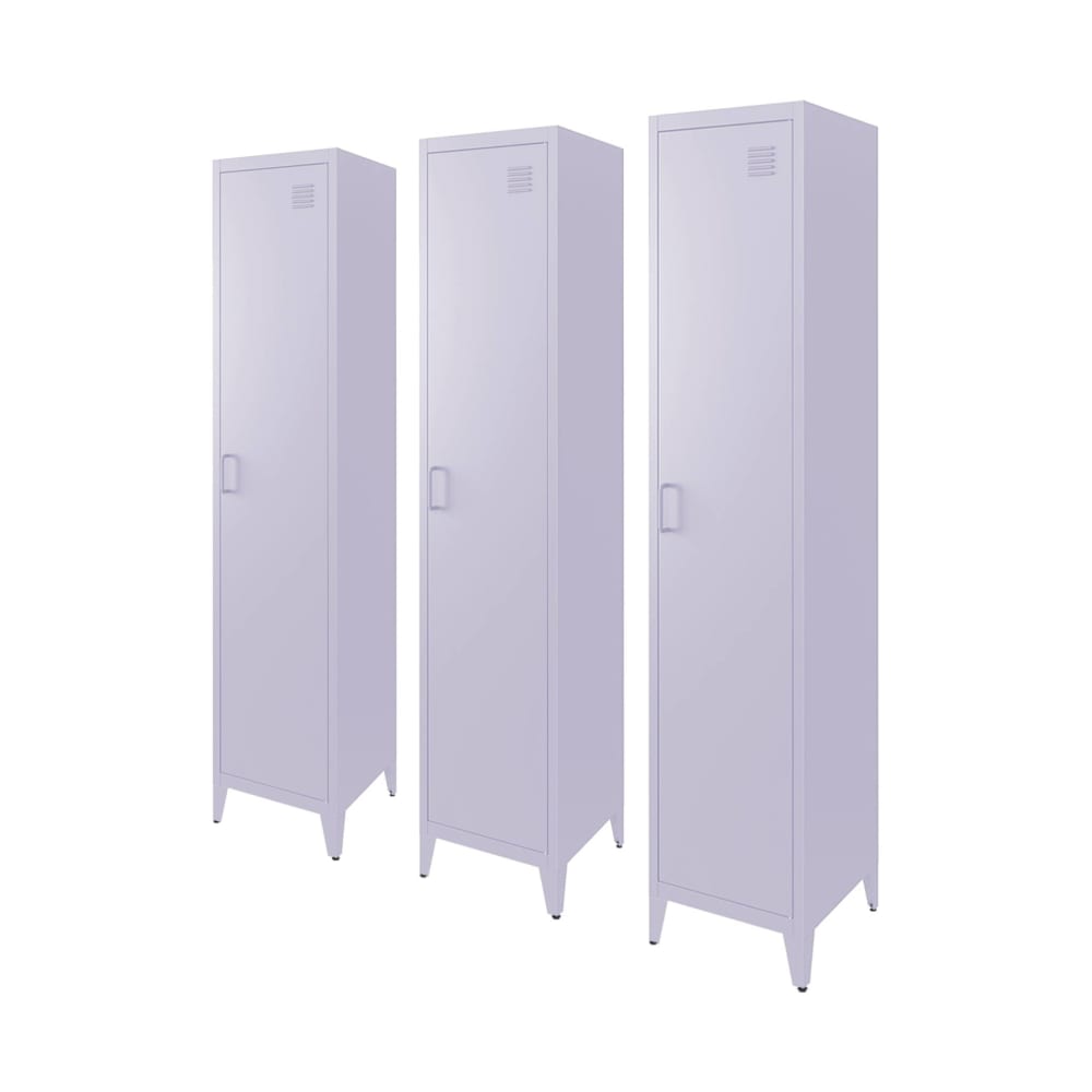 Armoire chambre en acier lilas, 4 espaces de rangement
