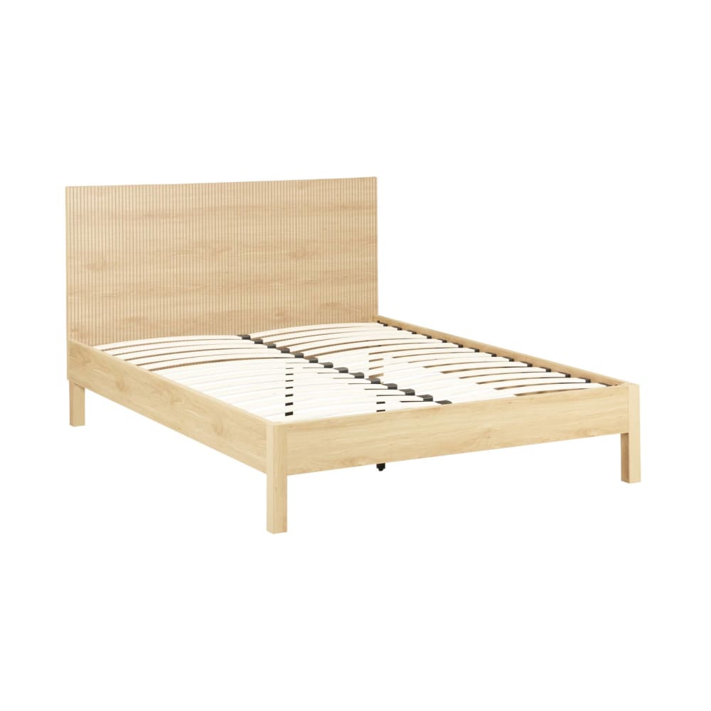 Lit avec sommier à lattes et tête de lit 140x190cm naturel