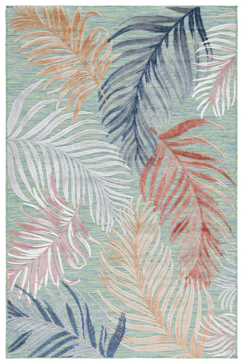 Tapis moderne en polypropylène vert/orange, 497 x 735 cm