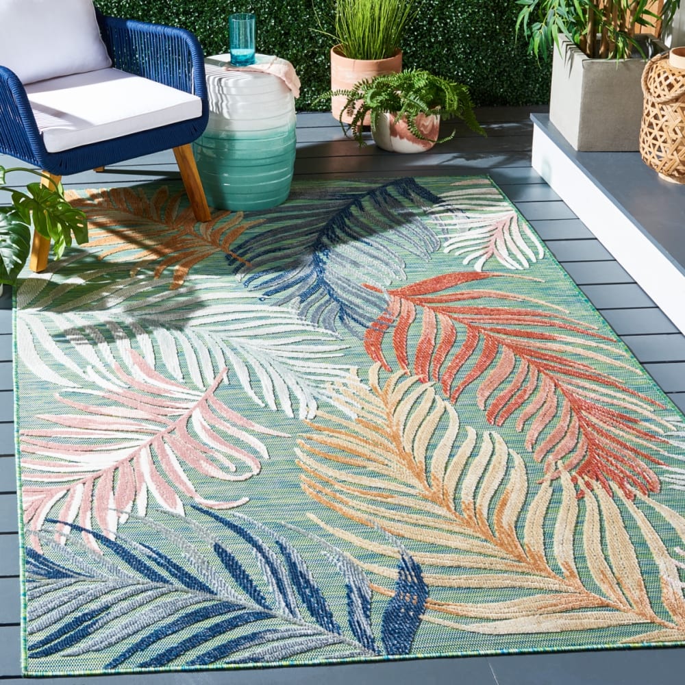 Tapis moderne en polypropylène vert/orange, 497 x 735 cm — vue 3