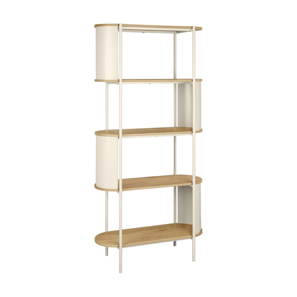 Bücherregal Metall mit Holzdekor, 5 Ebenen, beige - Maisons Du