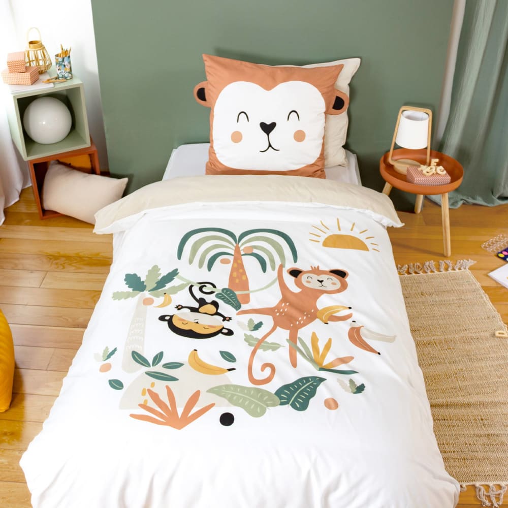 Parure de lit microfibre réversible singe 140x200cm