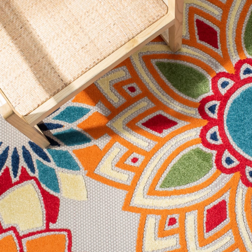 Tapis moderne en polypropylène blanc/orange, 160 x 229 cm — vue 3
