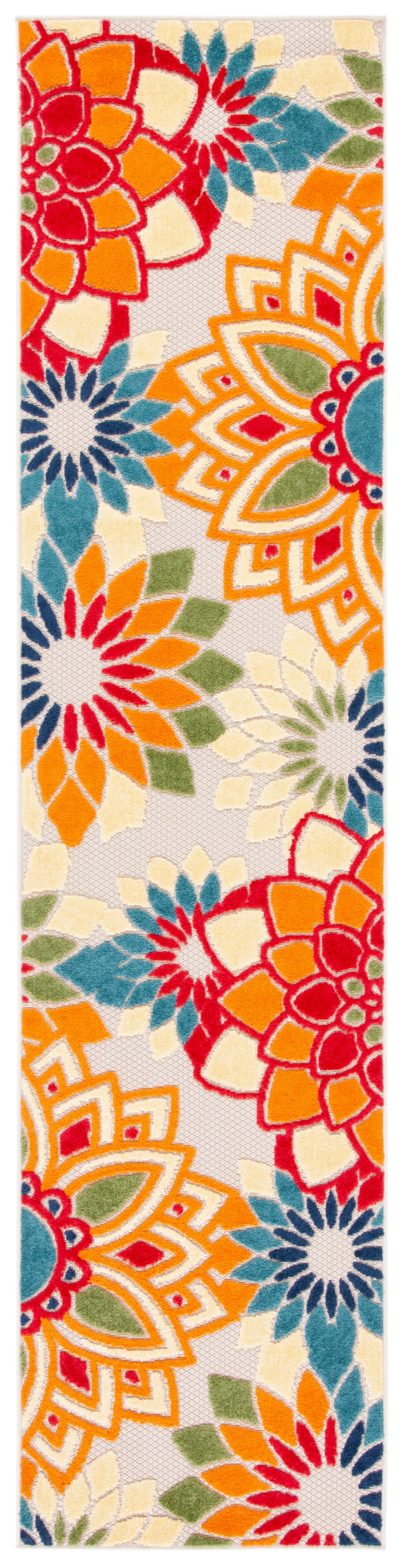 Tapis moderne en polypropylène blanc/orange, 66 x 213 cm
