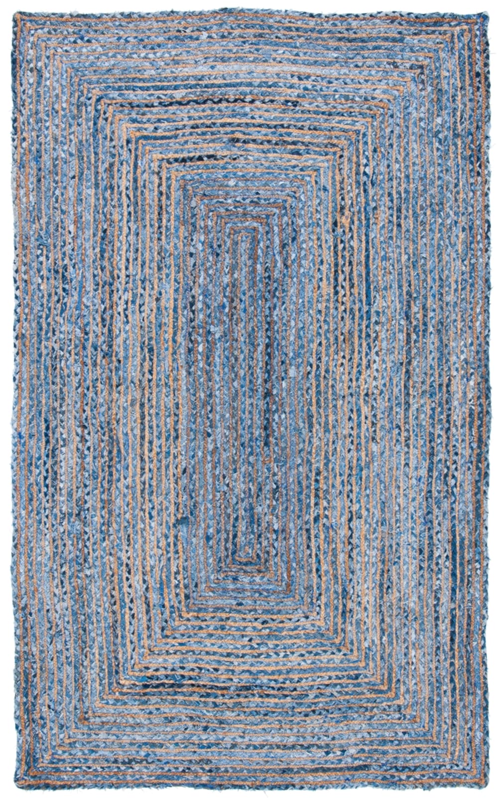 Tapis jute/coton bleu/naturel 183 x 274 cm