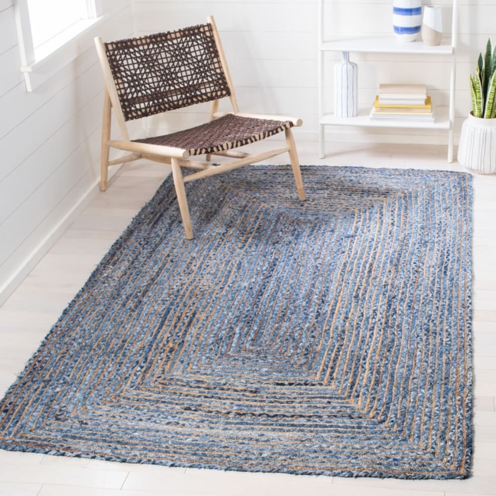 Tapis côtier en jute bleu/beige, 183 x 274 cm — vue 3