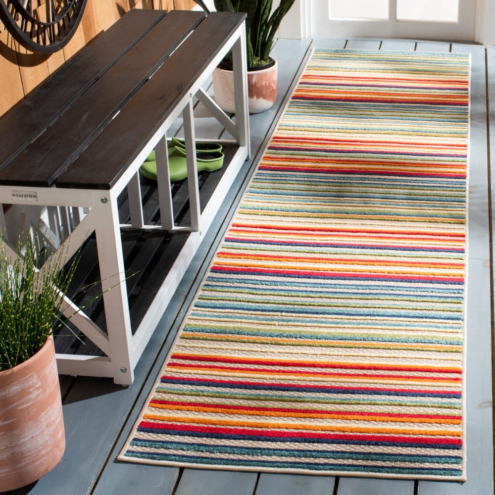 Tapis moderne en polypropylène blanc/vert, 66 x 213 cm — vue 3