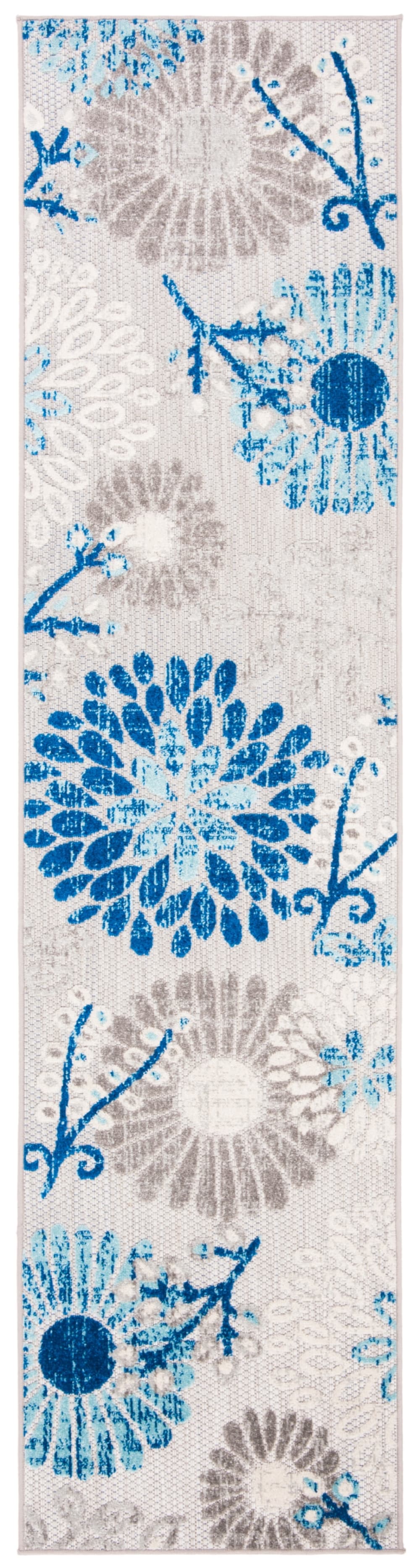 Tapis moderne en polypropylène gris/bleu, 61 x 183 cm
