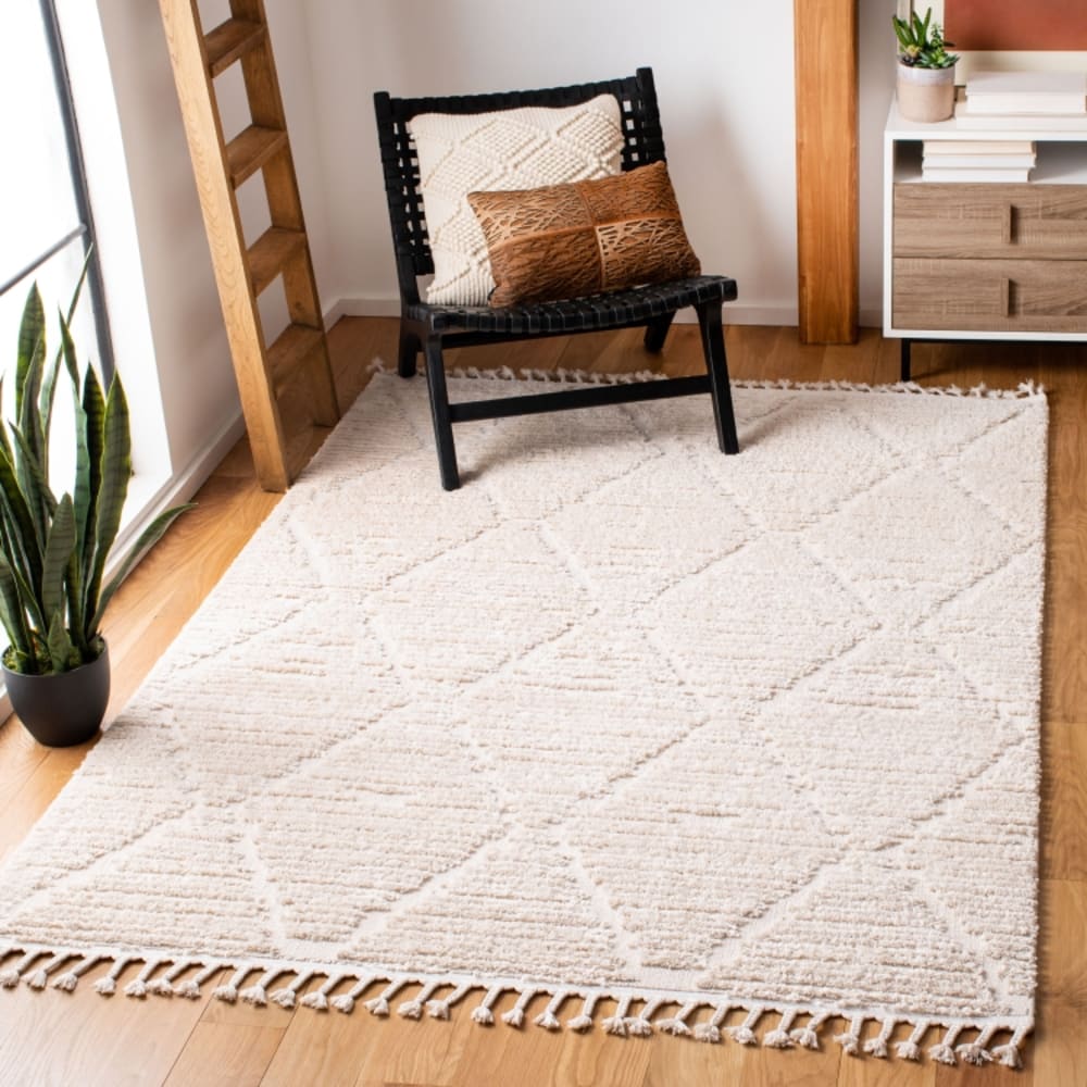 Tapis bohémien en polyester beige, 198 x 274 cm — vue 3