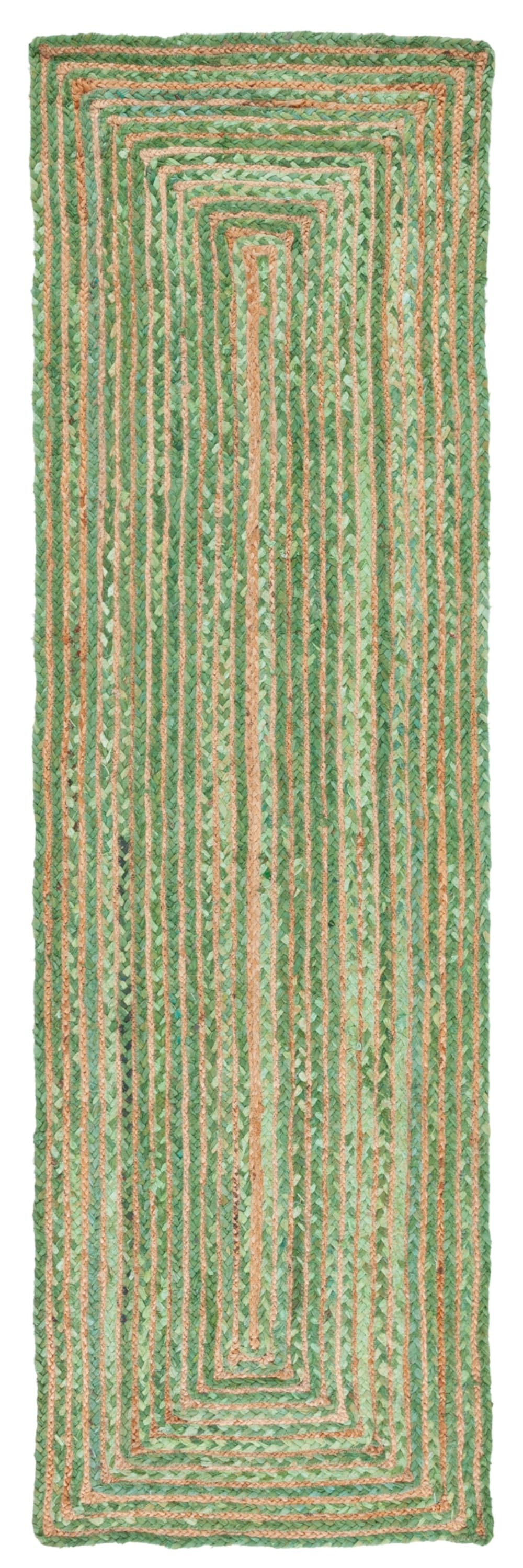 Tapis jute/coton vert/naturel 91 x 152 cm