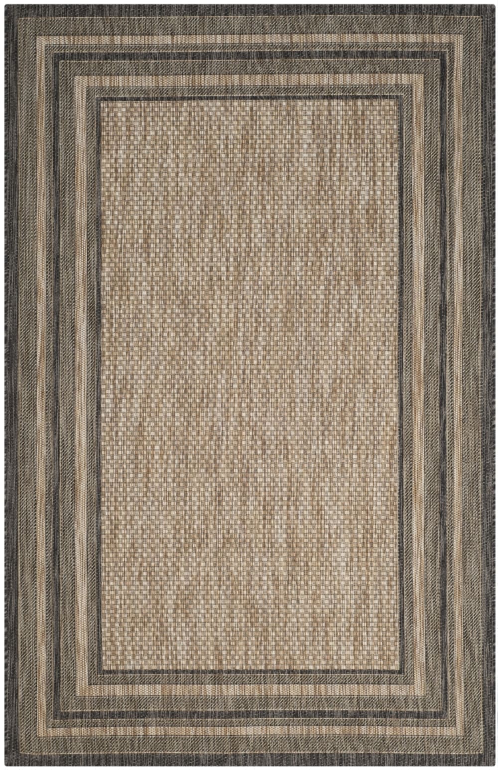 Tapis géométrique en polypropylène beige/noir, 201 x 290 cm