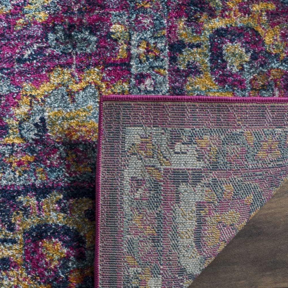 Tapis traditionnel en polypropylène rose/multicolore, 201 x 201 cm — vue 3