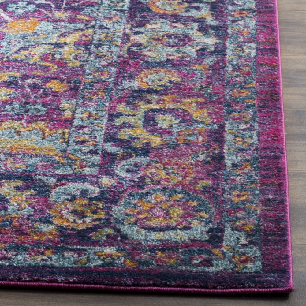 Tapis traditionnel en polypropylène rose/multicolore, 201 x 201 cm — vue 4