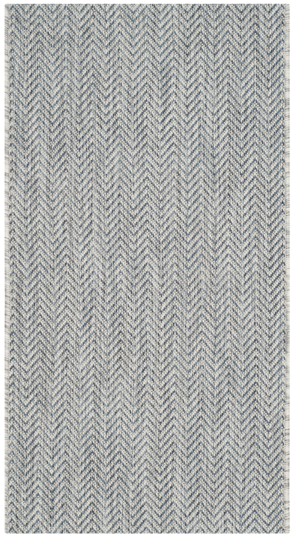 Tapis contemporain en polypropylène gris/bleu, 61 x 109 cm