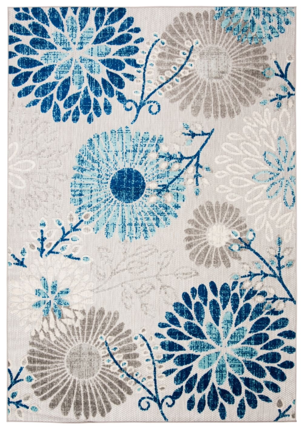 Tapis moderne en polypropylène gris/bleu, 183 x 274 cm