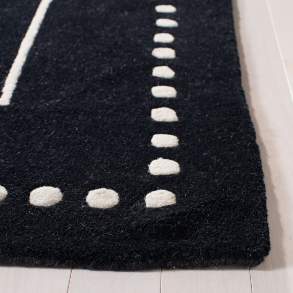 Tapis bordure en pointillés en laine noir/blanc, 61 x 91 cm — vue 3