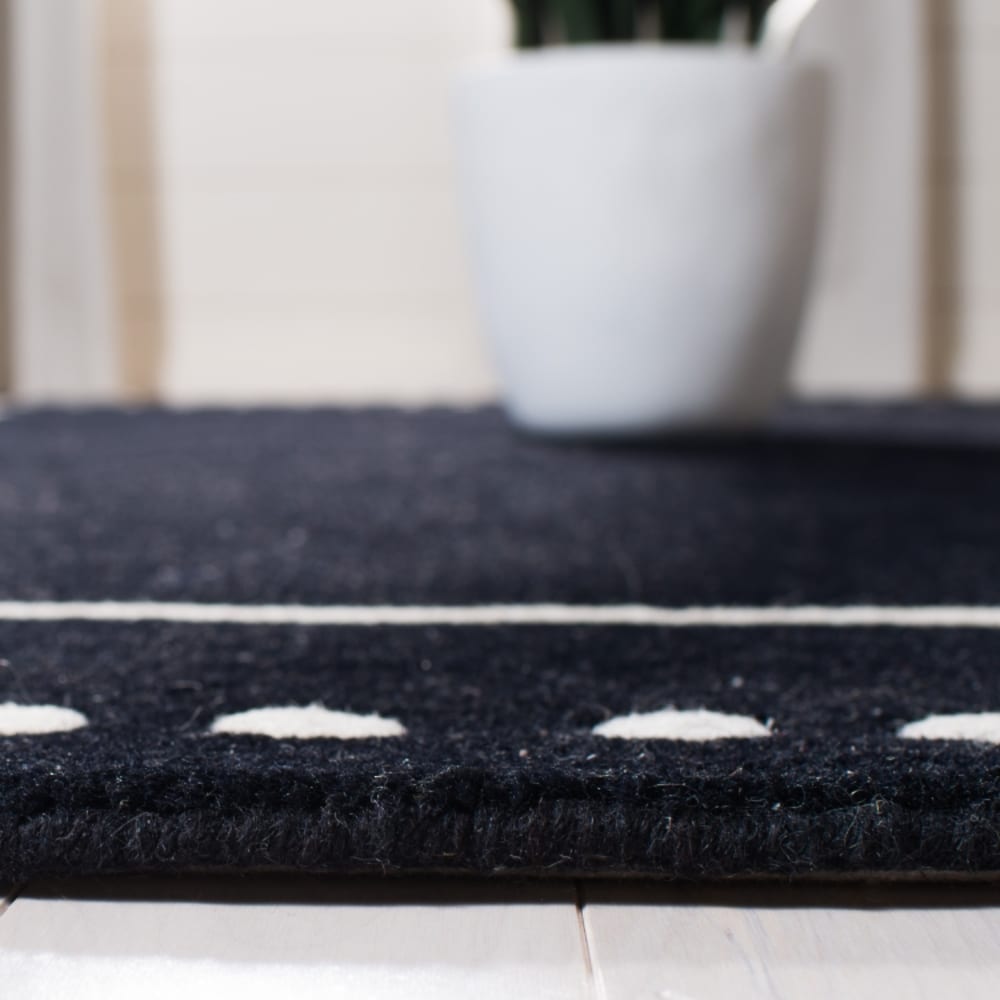 Tapis bordure en pointillés en laine noir/blanc, 61 x 91 cm — vue 4
