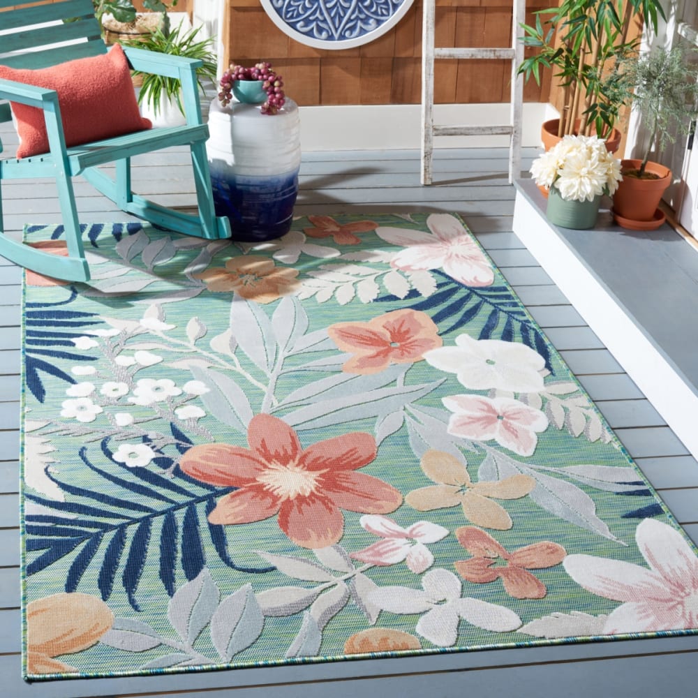 Tapis moderne en polypropylène vert/orange, 122 x 183 cm — vue 3