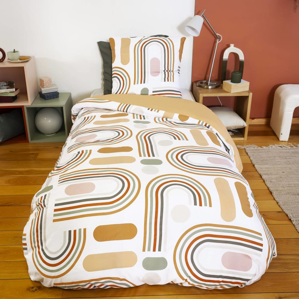 Parure de lit microfibre réversible orange 140x200cm