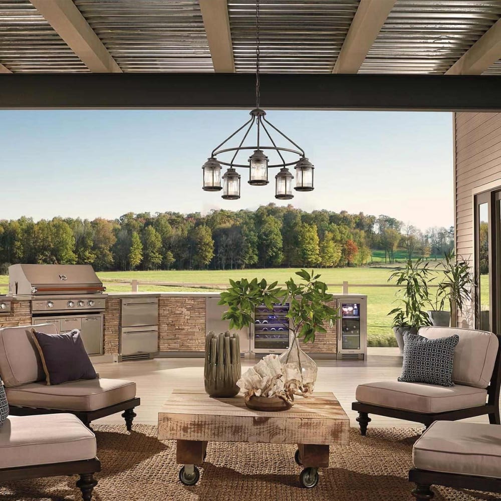 Lustre d'extérieur zinc vieilli diam. 66cm