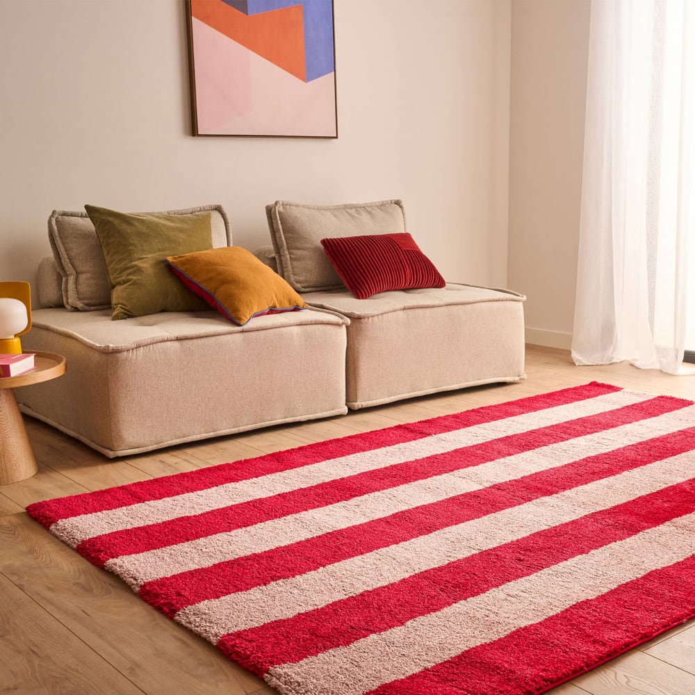 Tapis intérieur rayures rouge et rose 200x280cm — vue 4