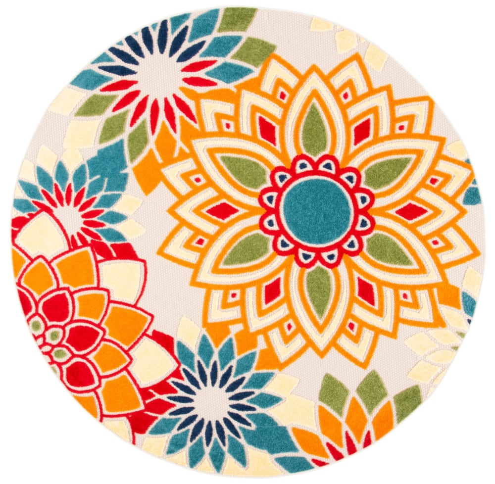 Tapis polypropylène ivoire/orange 160 x 160 cm