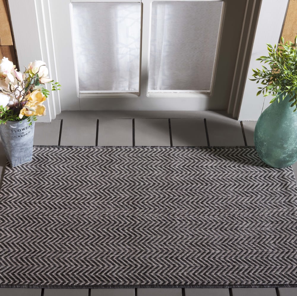 Tapis contemporain en polypropylène noir/beige, 61 x 109 cm — vue 3