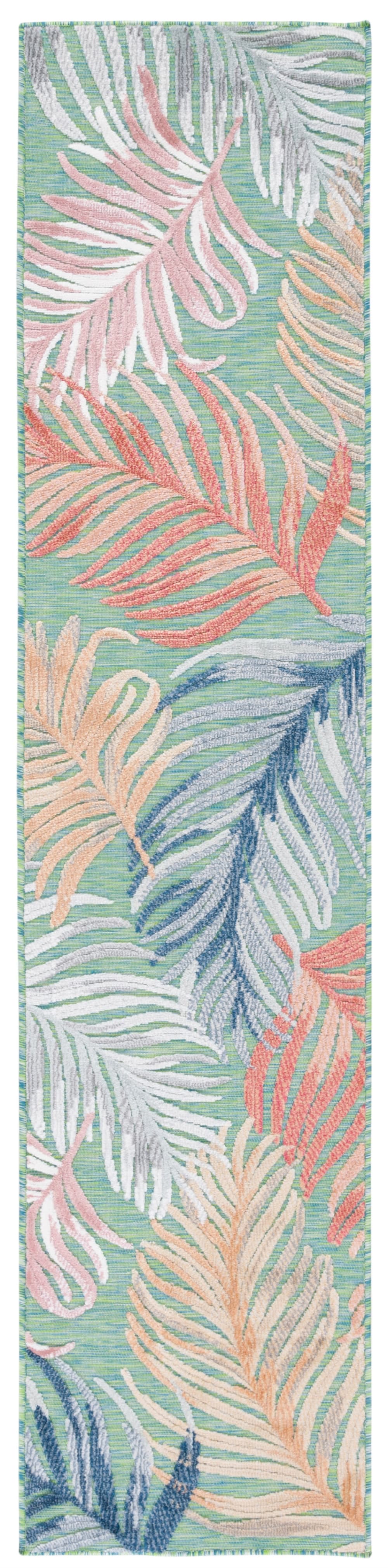 Tapis polypropylène/polyester vert/rouille 61 x 201 cm