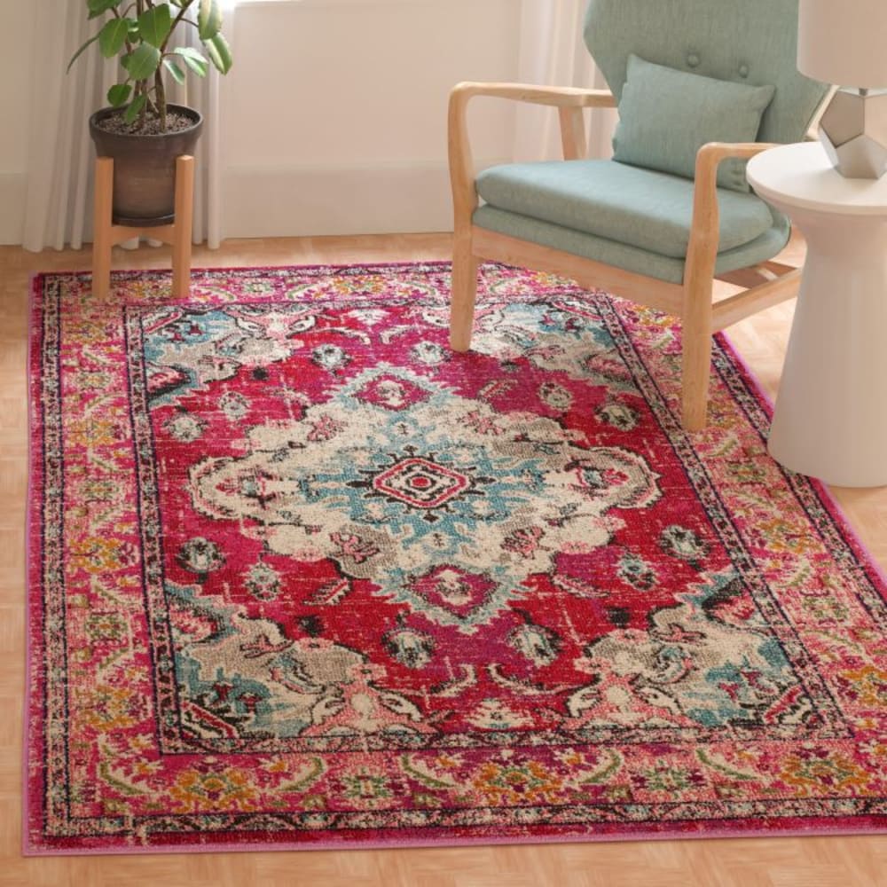 Boho Chic Polypropylen-Teppich in Rosa/Mehrfarbig, 235 x 305 cm -