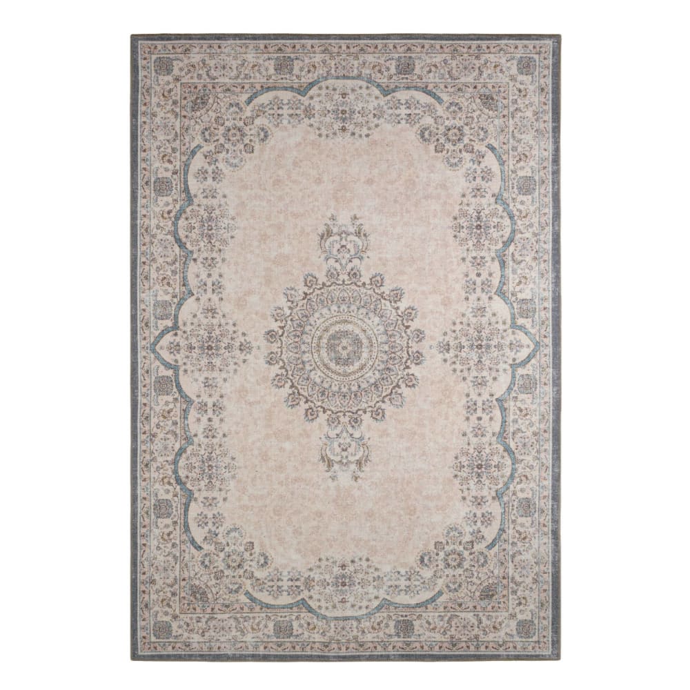 Tapis intérieur motif baroque rose, rouge et bleu 120 x 160 cm
