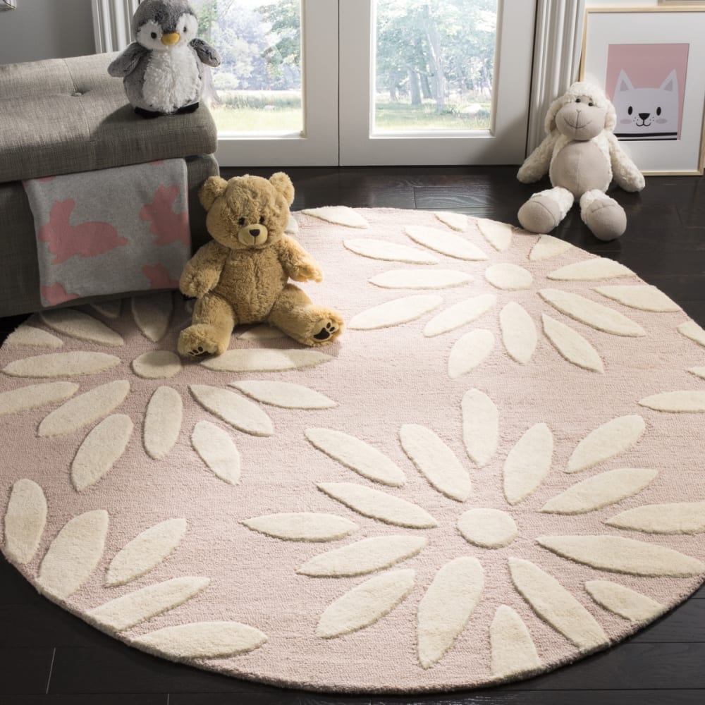 Tapis à pois en laine rose/blanc, 152 cm — vue 3