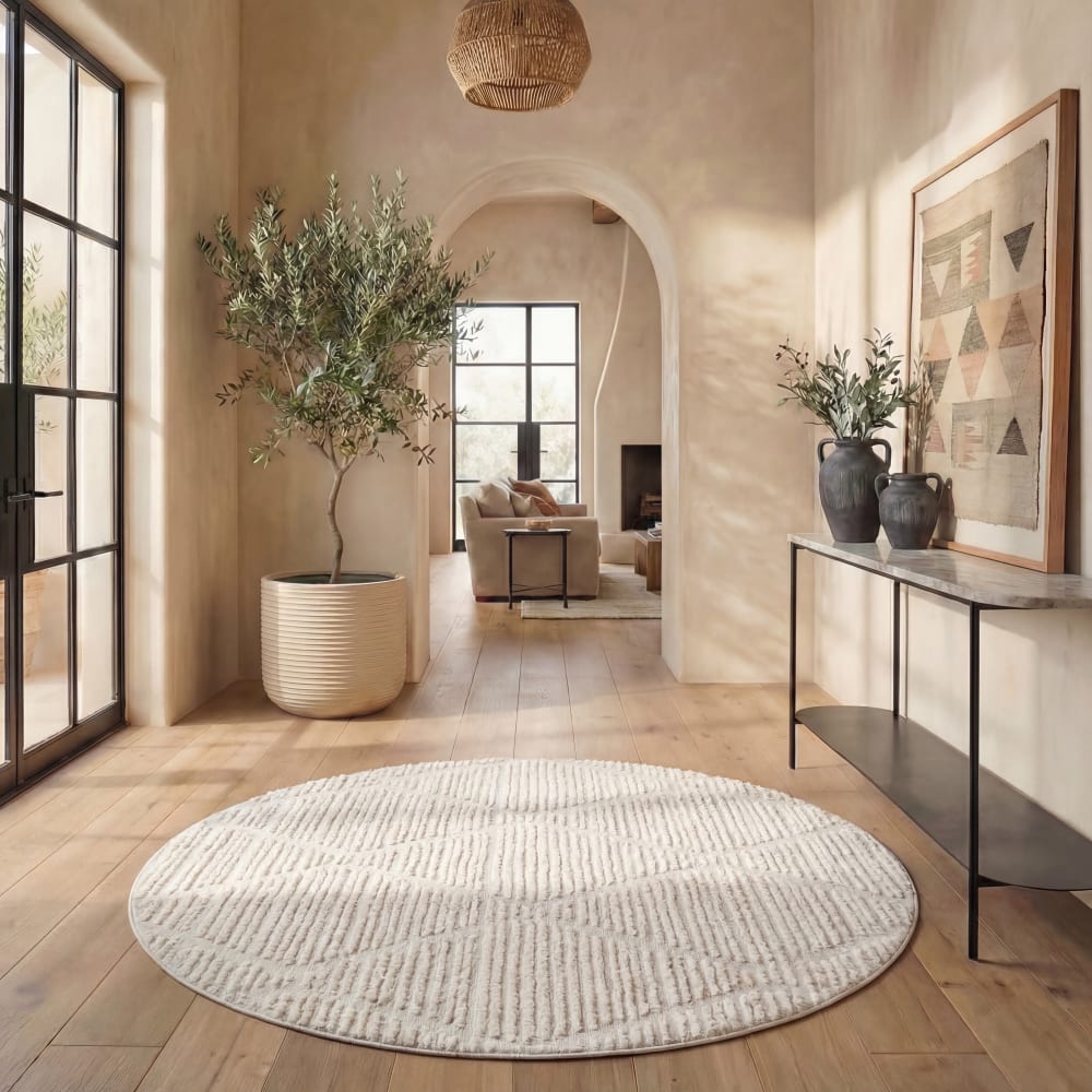 Tapis bohémien en polyester beige, 160 cm — vue 3