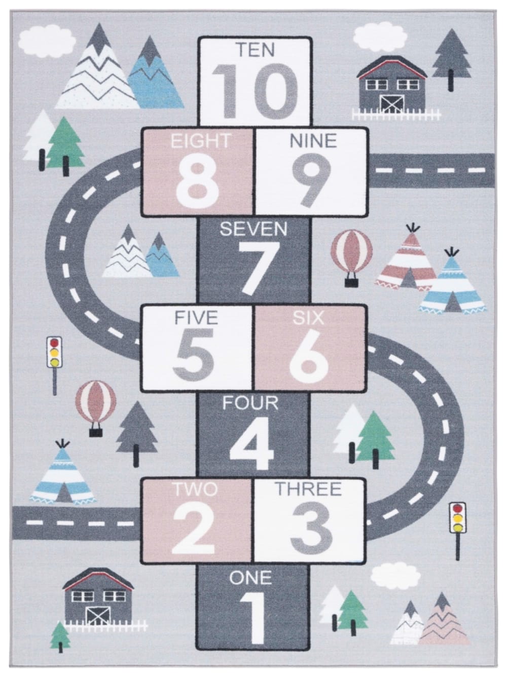 Tapis polyester moderne gris/rose 99 x 160 cm