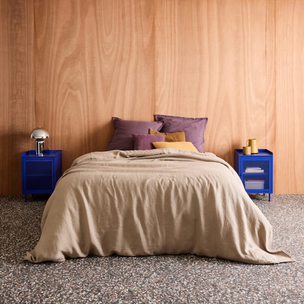 sweeek 2er-Set Nachttische aus Stahl mit Gittertür, blau style industrial - Stahl