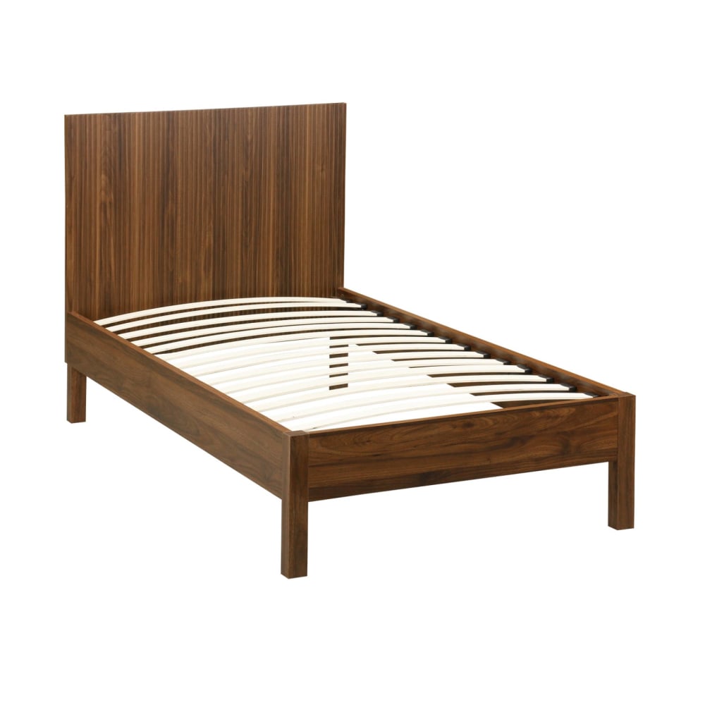 Lit avec sommier à lattes et tête de lit 90x190cm noyer