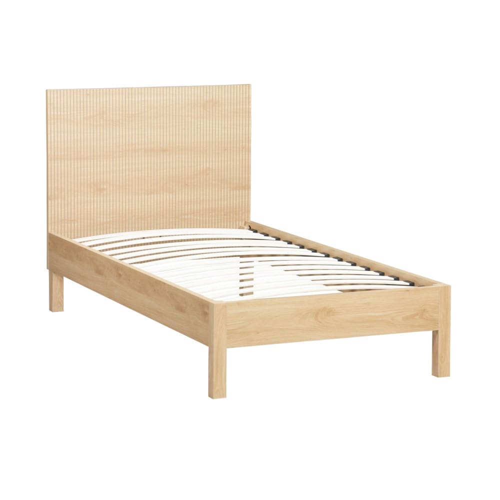 Lit avec sommier à lattes et tête de lit 90x190cm naturel