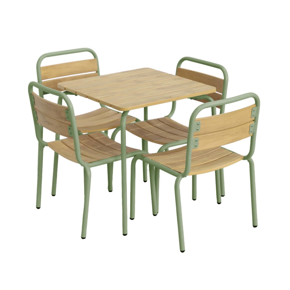 Set Tavolo Da Giardino Per Bambini In Acciaio E Decorazione In Legno