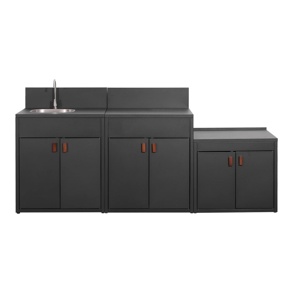 Außenküche 3 Module Edelstahl schwarz - Maisons Du Monde