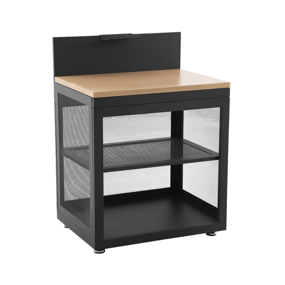 Cuisine extérieure acier et décor bois 1 étagère l80cm noir