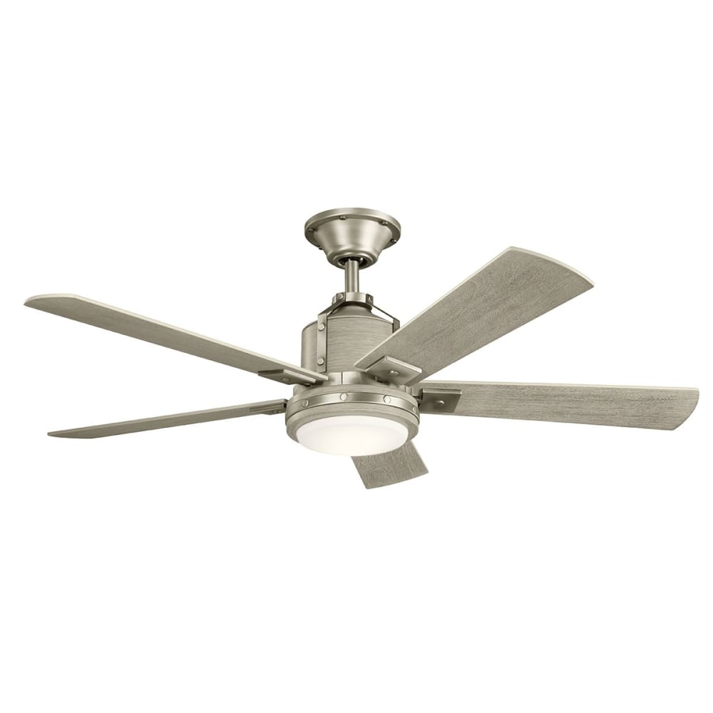 Ventilateur de plafond LED 132 cm acier gris et bois