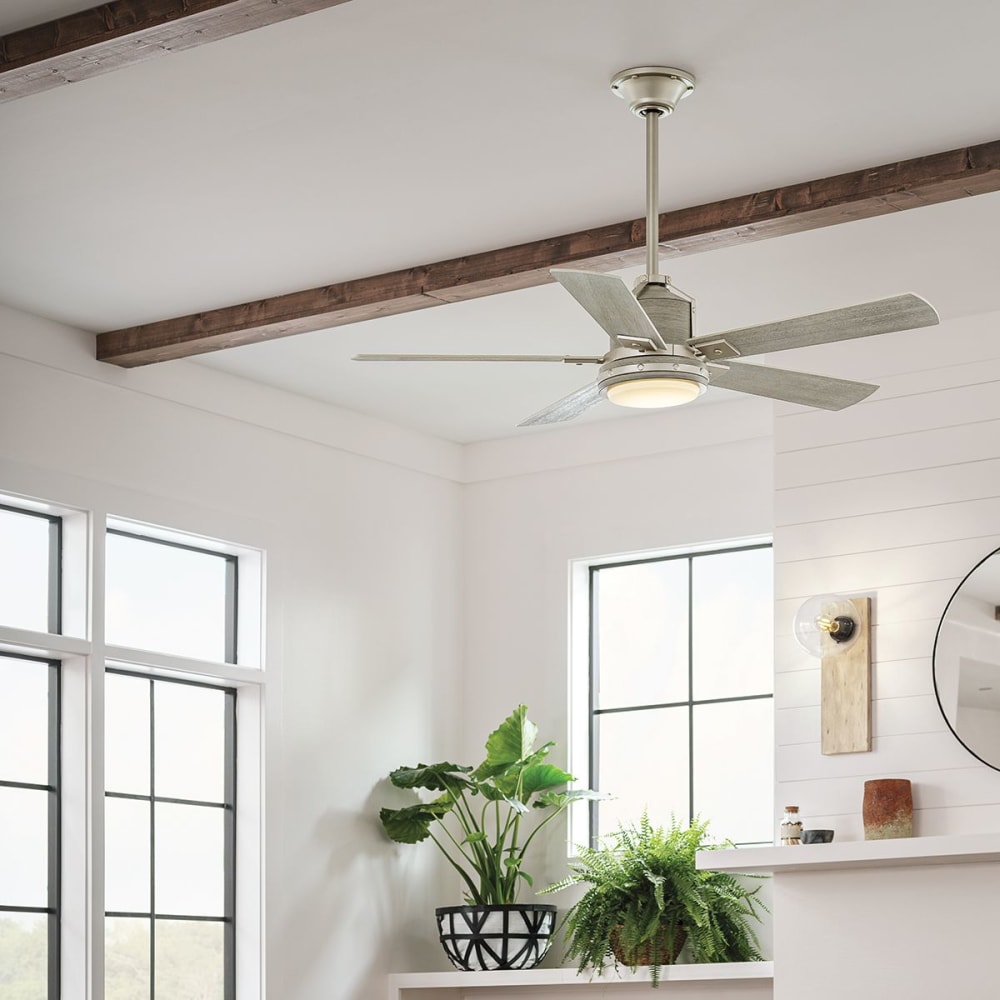 Ventilateur de plafond led 132 cm acier gris et bois — vue 4